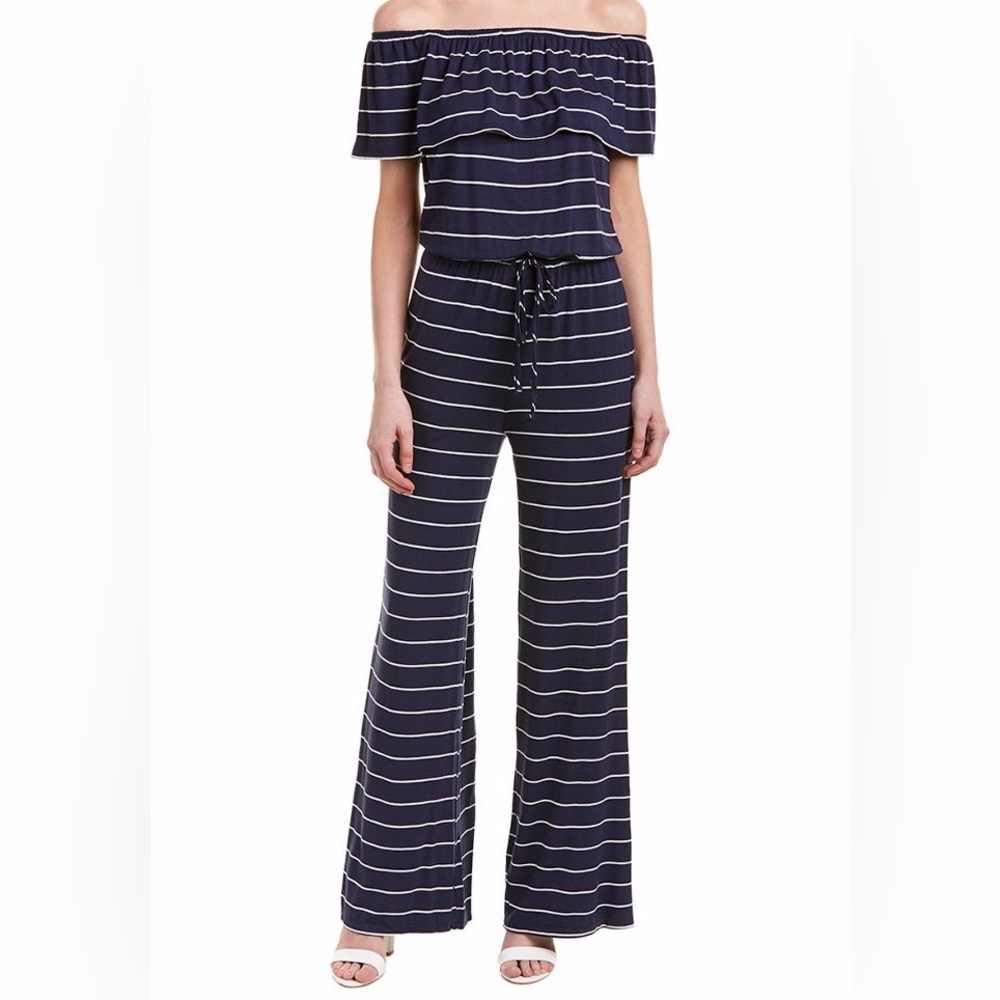 NWT Max Studio Navy and Ivory Jumpsuit